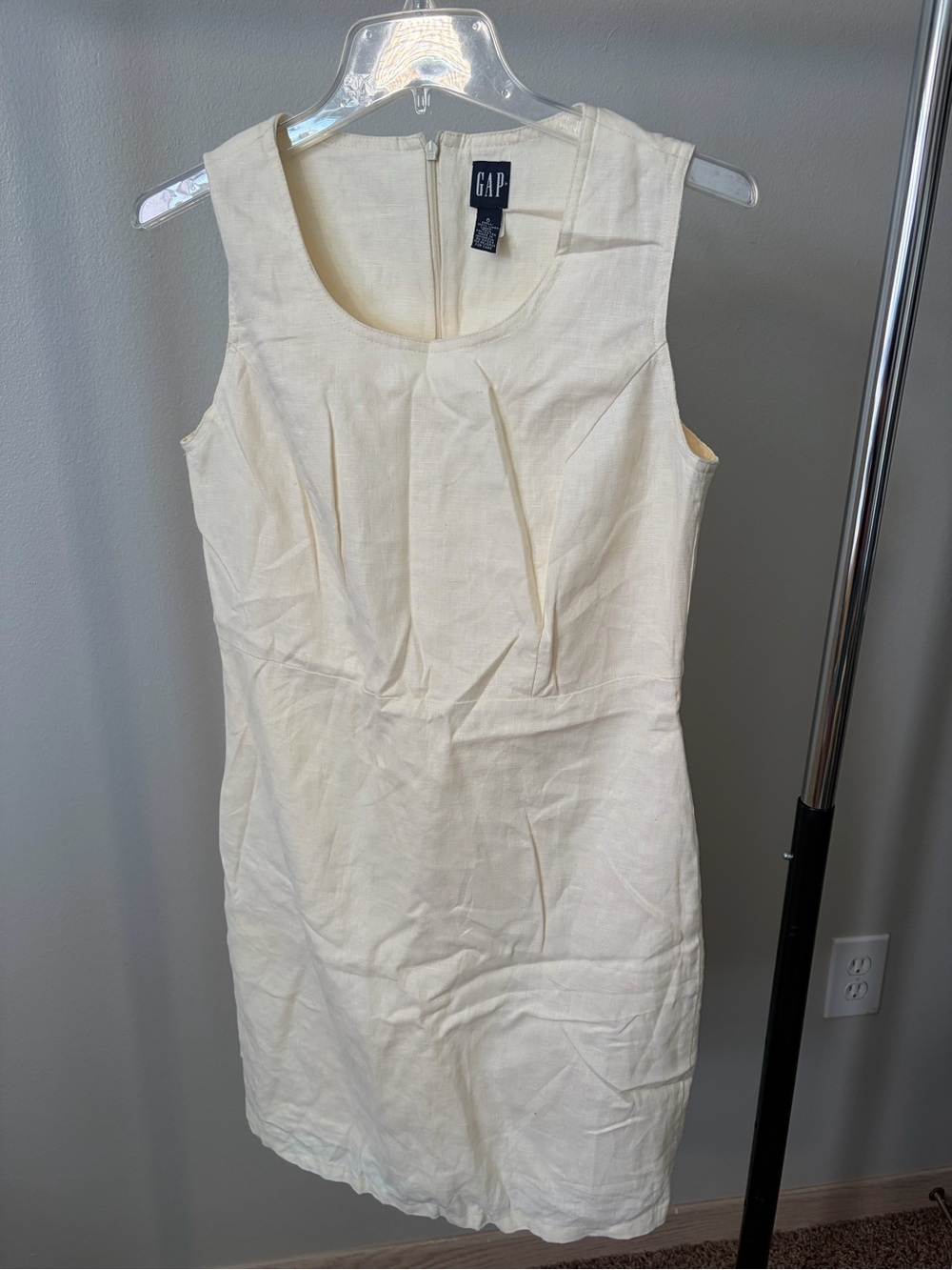 GAP Chic ButterCream Sleeveless Pleated Mini Dress 100% linen